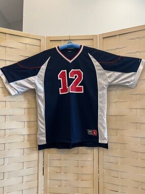 Lee Navy Blue Silver Red Number 12 Athletic Jersey